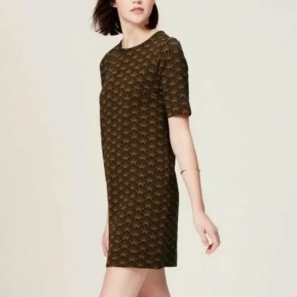 Loft Art Deco Fan Print Shift Dress